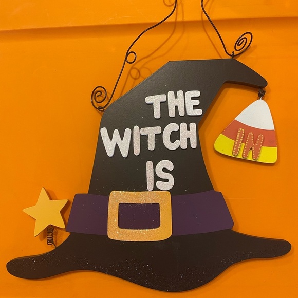 Halloween Decor The Witch Is In Hanging Sign - Picture 1 of 3
